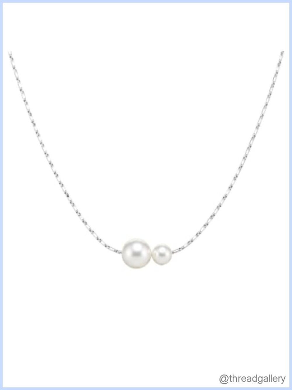 Dual Pearl Necklace 925 Sterling Silver Plated Dainty 18 Inch Minimalist